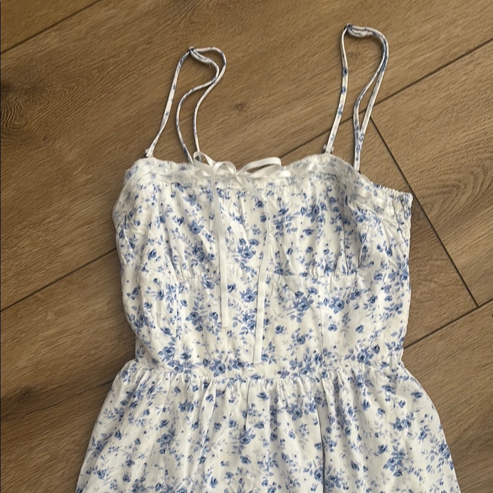 Aeropostale Blue and White Smocked Dress